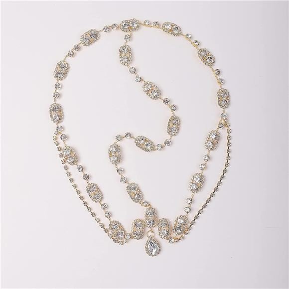 YERTTER Elegant Wedding Brides Women Iced Out Headchain Hair Jewelry Head Chain